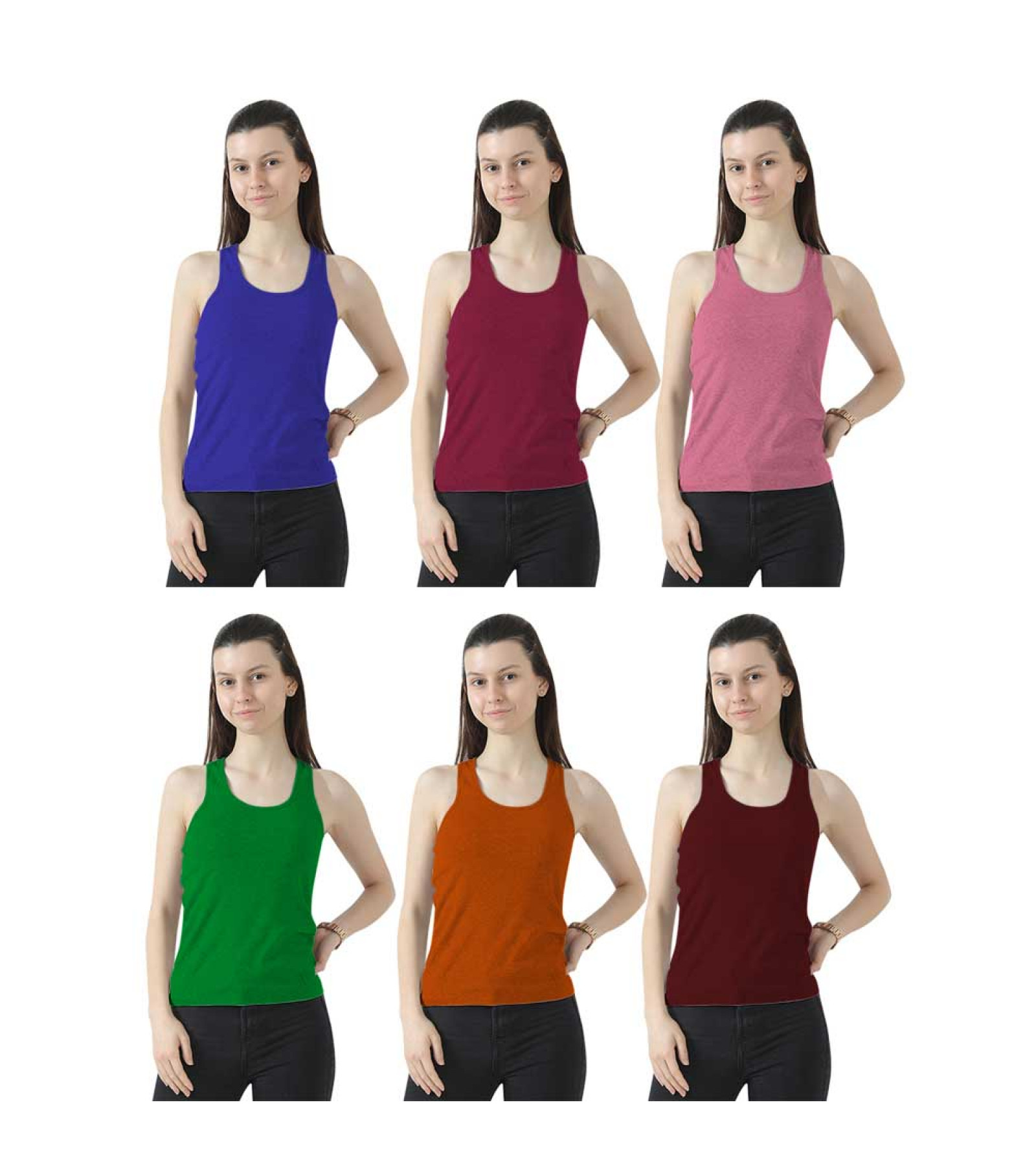 Vink Multicolor Womens Sports Camisole 6 Pack Combo | U Neck